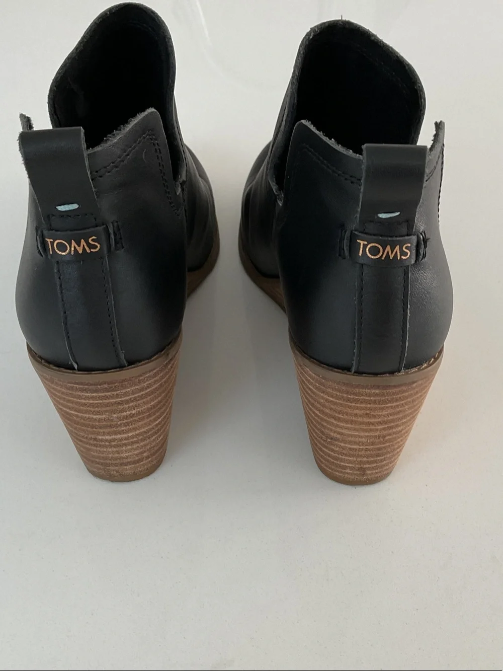 TOMS Wedge Ankle Booties - Black Leather